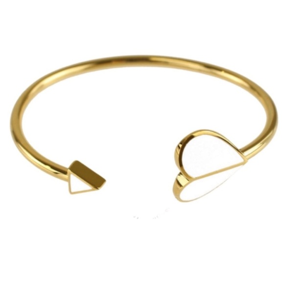 KATE SPADE • White Heritage Spade Gold Flex Cuff Bracelet - Picture 2 of 7